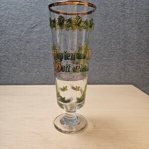 Vintage German Pilsner Glass • Real Gold Rim • Hopfen und Malz Hops & Barley